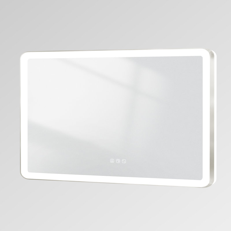 Miroir mural Natalin, 55 po x 36 po, Nickel brossé, Rectangulaire