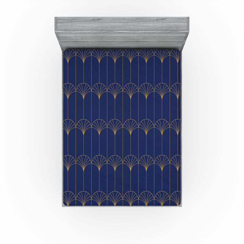  Drap-housse abstrait, Drap-housse grand, Bleu marine / brun sable abstrait