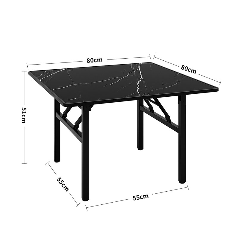 Denniston Metal Base Dining Table, 51cm H x 80cm L x 80cm W, Black, Black