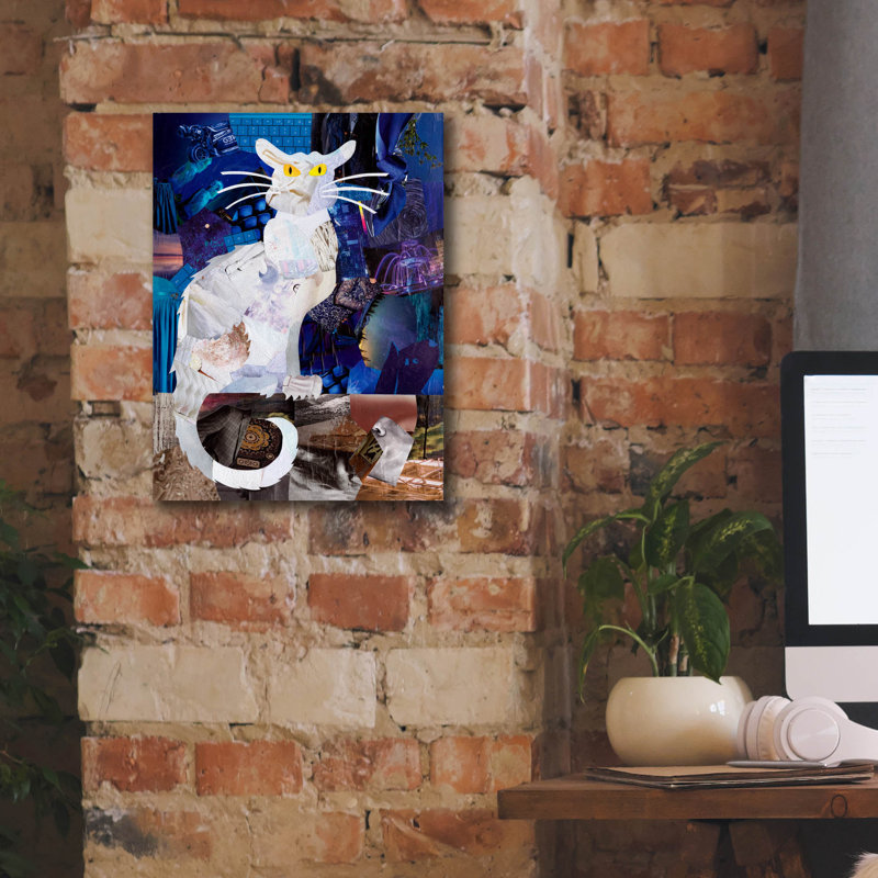 «Le Chat Blanc» par Artpoptart, art mural 12 po x 16 po, H 16 po x l 12 po x P 0,75 po