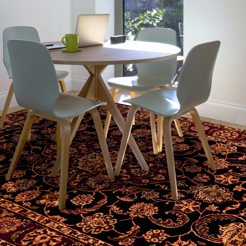 Hand-Knotted High-Quality Black and Red Area Rug
