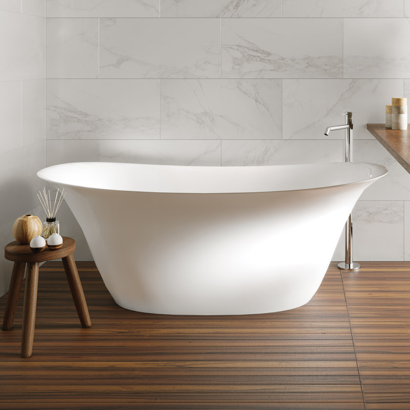 Maricela 22" Semi-Recessed Bathroom Sink, Gloss White