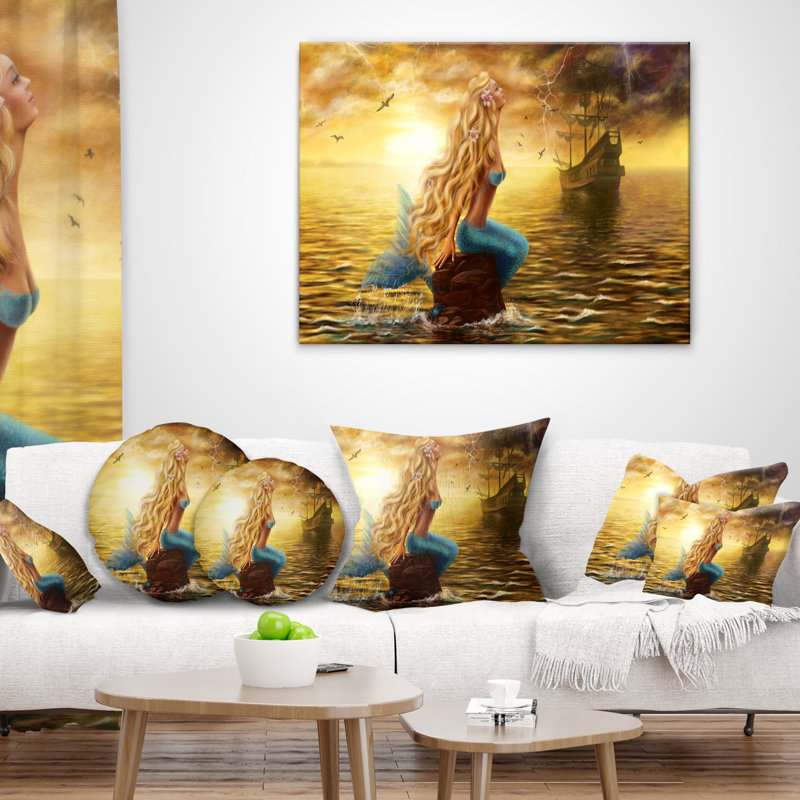 Coussin seascape "mer sirène avec fantôme ship" designart