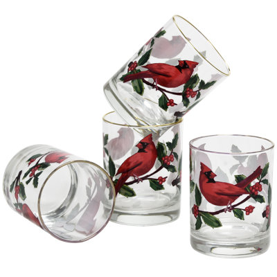 Culver Cardinal Holly Berries 22k Gold Rim 14 oz. Whiskey Glass