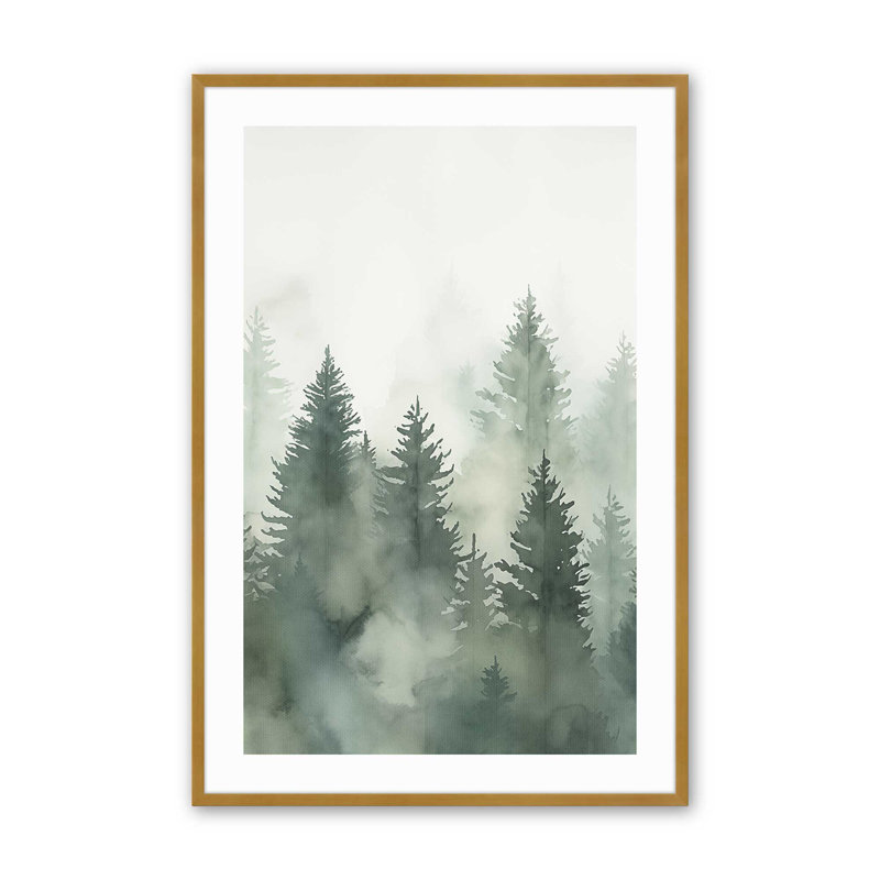 Foggy Morning Woodland II, reproduction encadrée, Or poli, H 17,25 po x l 13,25 po x P 1,25 po