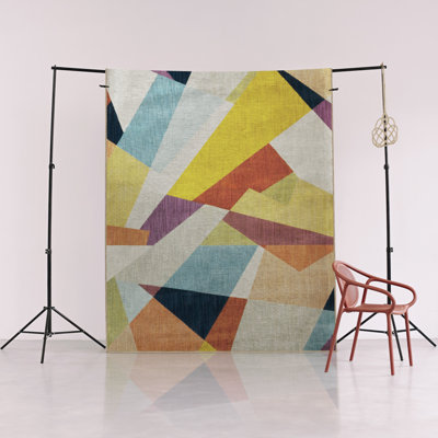 Tapis décoratif moderne multicolore à motifs géométriques mixtes