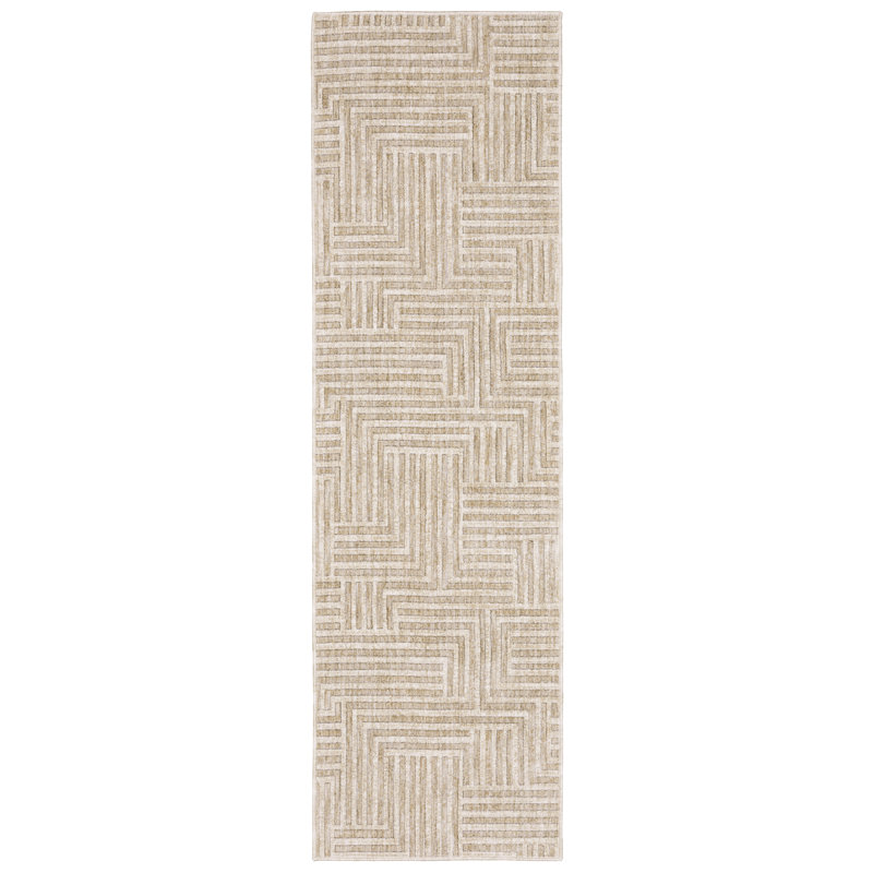 Tapis beige / ivoire Cueva, Tapis de couloir 2 pi 3 po x 7 pi 7 po