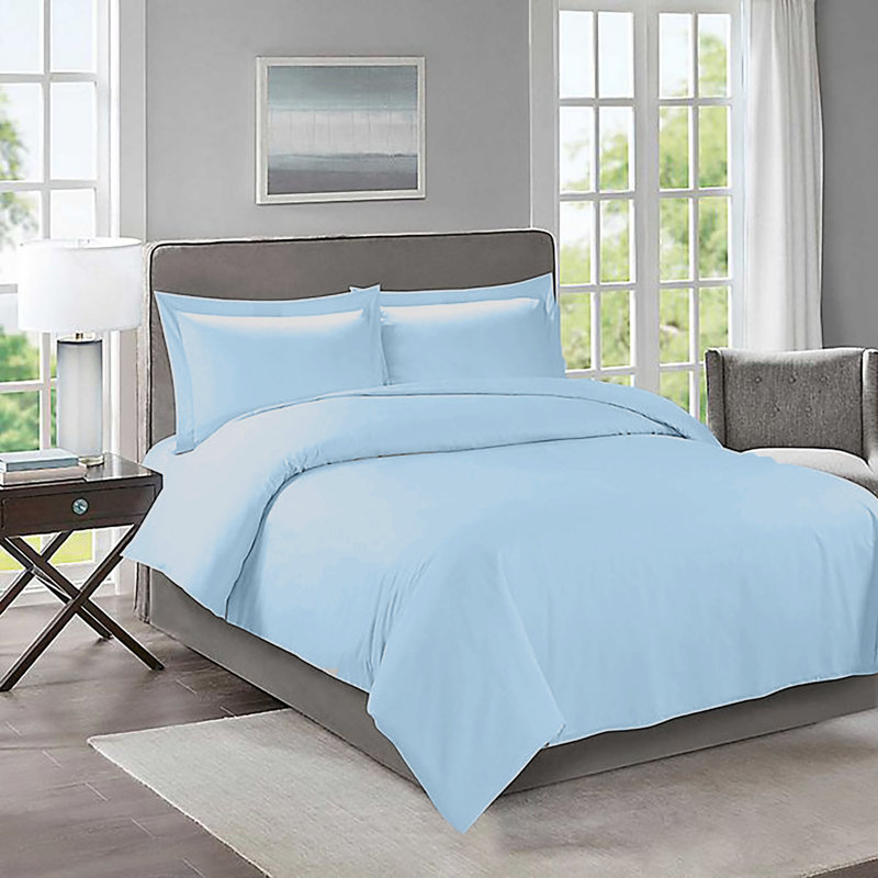 Ensemble de housse de couette en microfibre, Bleu aqua, Housse de couette pour lit double / grand + 1 taie