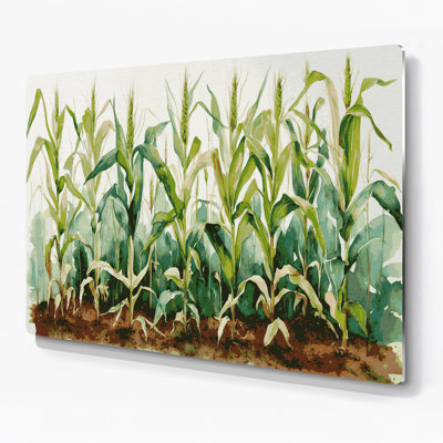 Vegetables Corn Shoots Beige Metal Wall Art