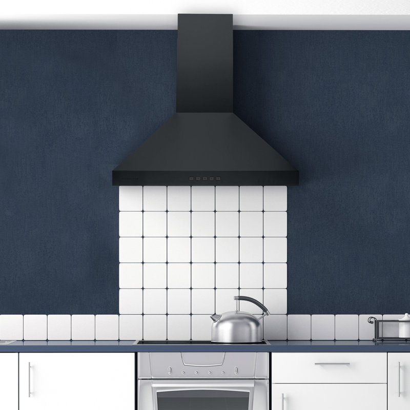 Hotte murale convertible, H 45 po x l 29,38 po x P 19 po, Noir mat