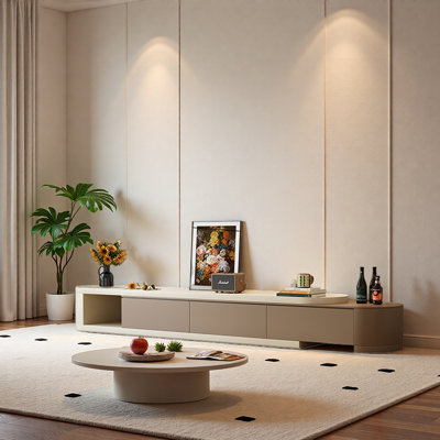 Cream Retractable TV Cabinet