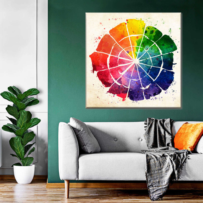 Jeu de fléchettes, roue de couleur sur toile, H 24 po x l 24 po x P 1,25 po