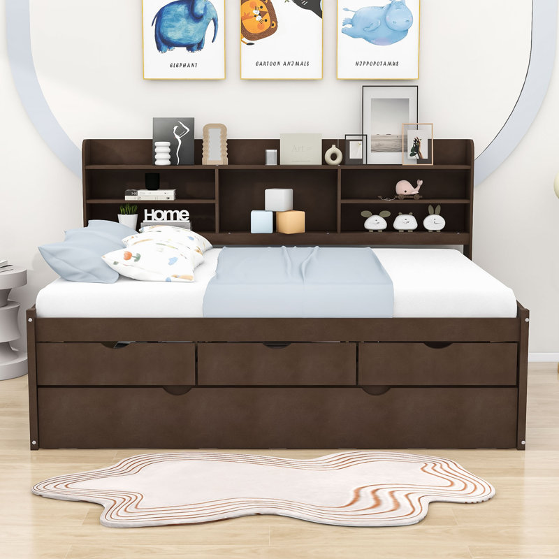 Lit plateforme avec rangement Thelonius, Gris antique