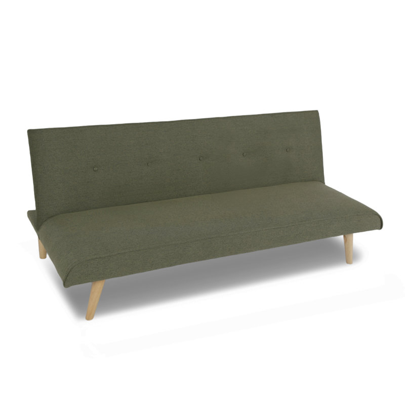 3 Seater Linen Sofa Bed, Green