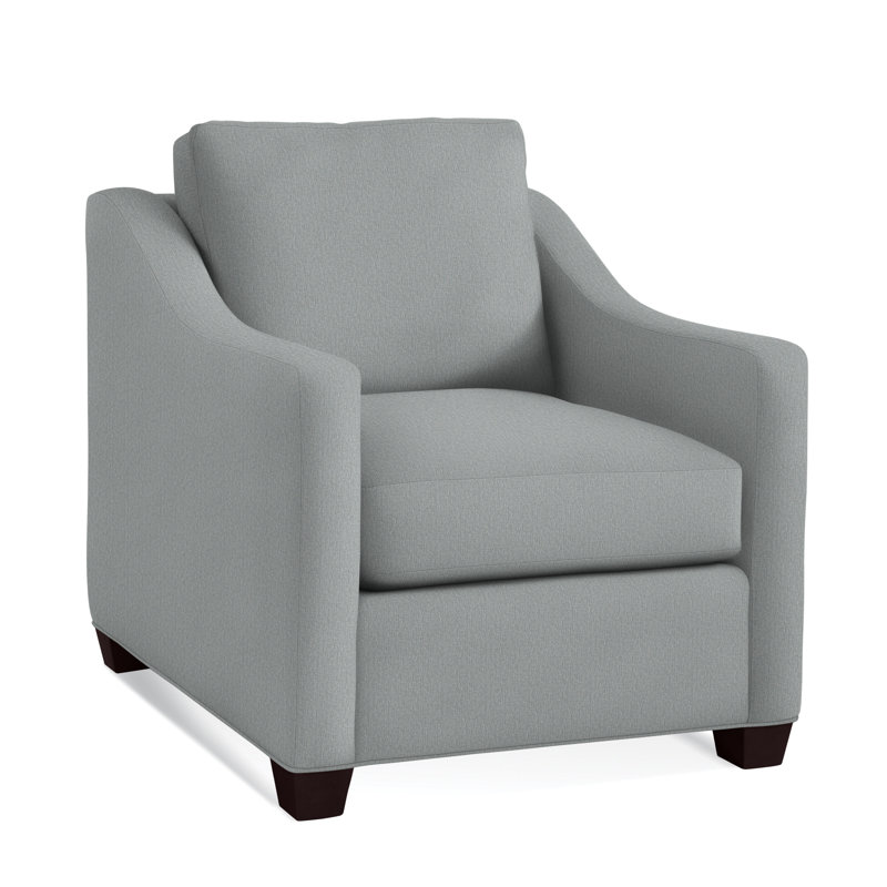 Oliver Chair, Java Finish, Light Blue Performance Fabric; 0851-55