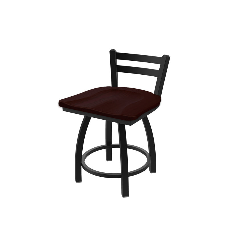 Tabouret de coiffeuse 411 Jackie, Bois - Chêne cerise foncé, Noir froissé