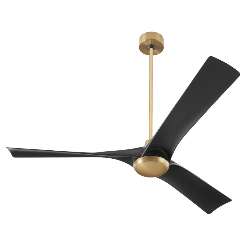 Kever 58'' Ceiling Fan, Aged Brass/Black