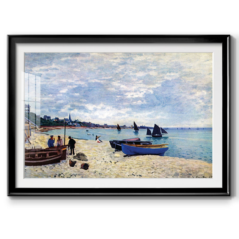 «The Beach At Sainte Adresse # 2», reproduction encadrée sur papier par Claude Monet, Noir, H 19 po x l 27 po x P 1,5 po