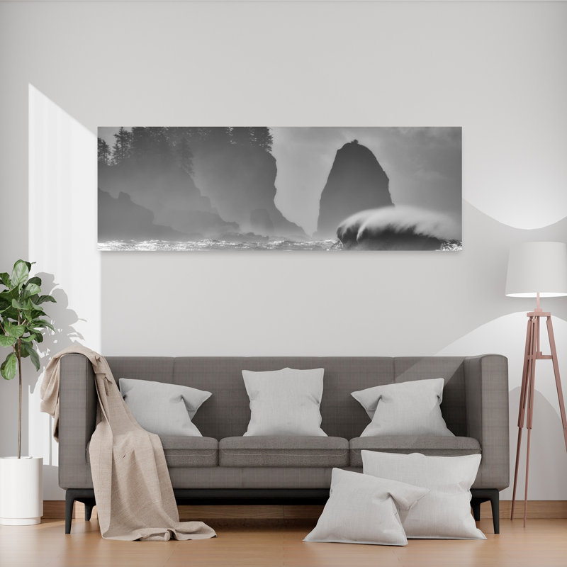 Misty Sea Stacks Ocean by Alain Turgeon - Wrapped Canvas Panoramic Print, 50.8 cm H x 152.4 cm W
