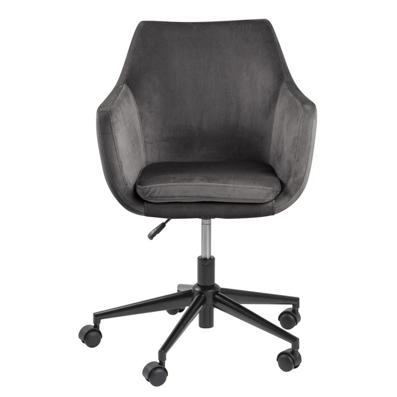 Ritenour Velvet Office Chair, Dark Grey