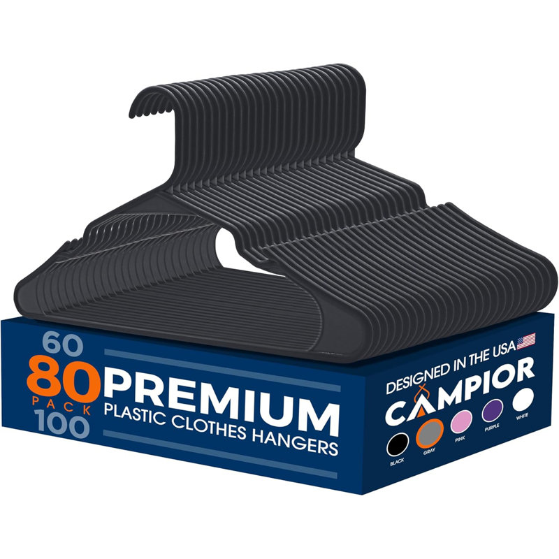 Cintres de qualité supérieure - Conception mince et compacte, plastique léger et durable avec rainures d'épaule intelligentes, utilisation polyvalente pour organiser la lessive, les manteaux et les vêtements