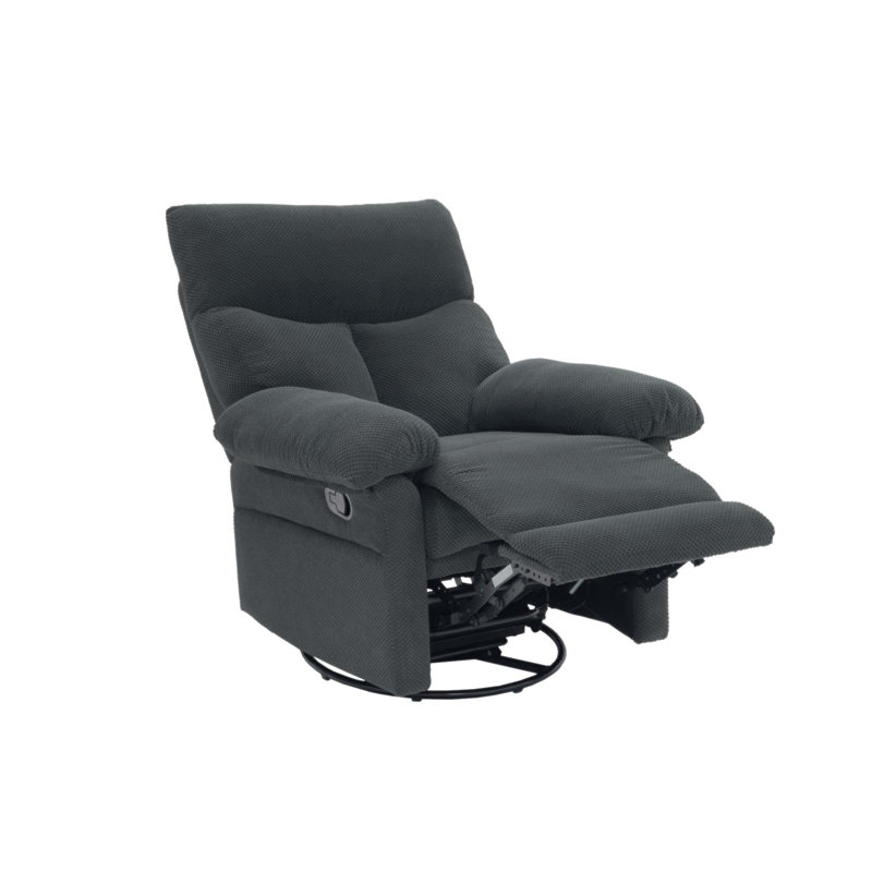 Fauteuil inclinable, pivotant, moderne et rembourré avec tissu texturé pour salon et chambre de bébé, Dark Grey Fabric