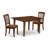 Modern Dining Table Set Contains a Rectangle Wooden Table with Butterfly Leaf and Linen Fabric Kitchen Dining Chairs, Mahogany-1199098844