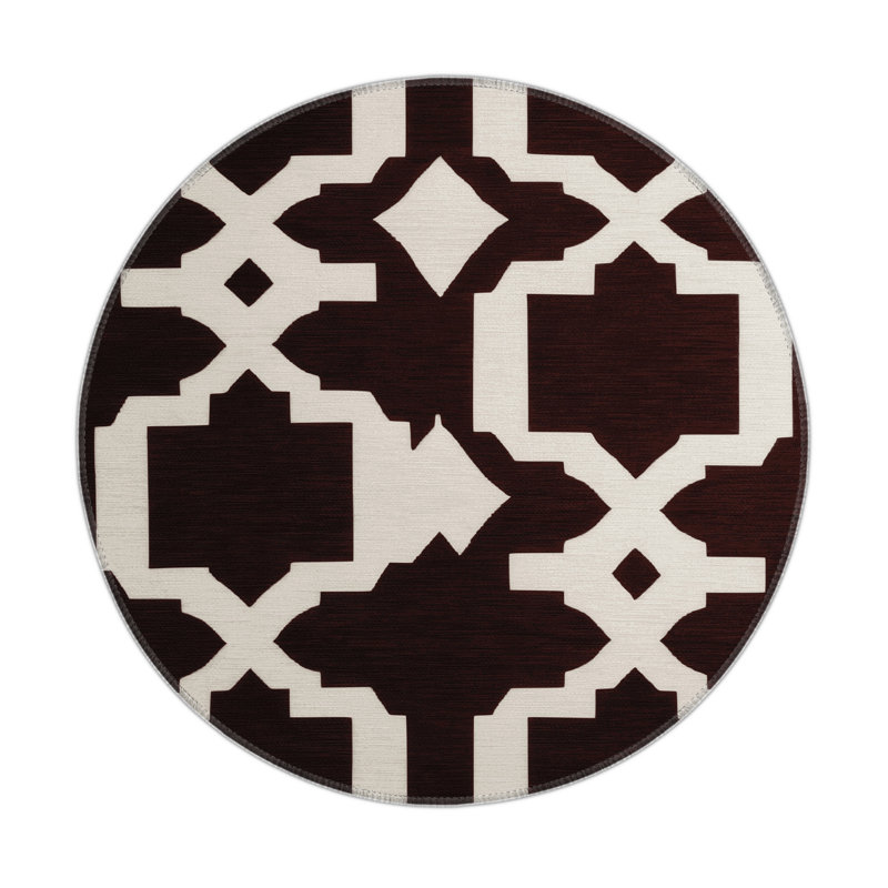 Tapis noir intérieur et extérieur Trellis, Rond 5 pi