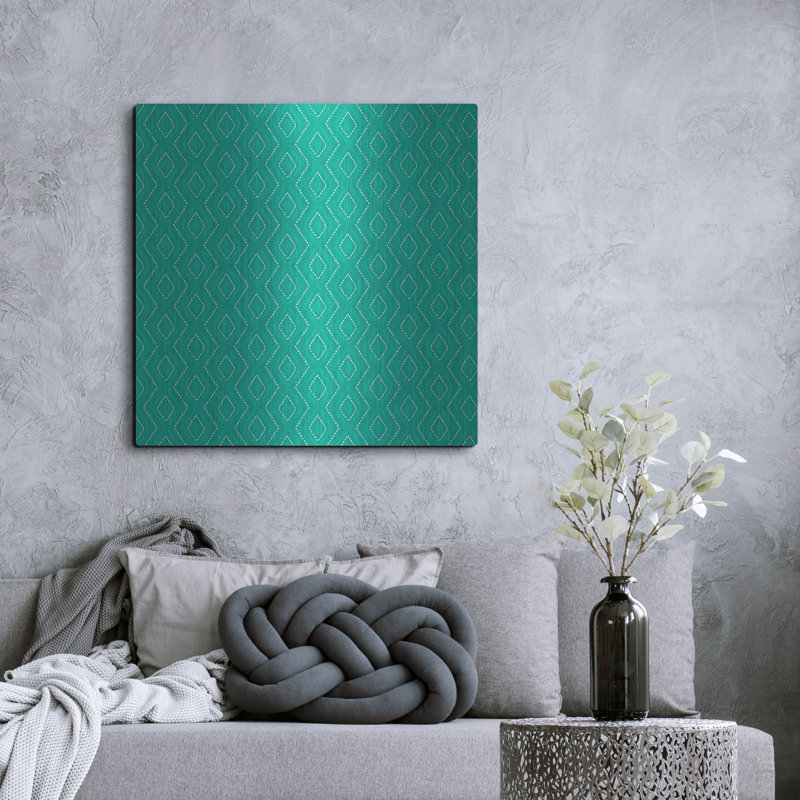 Art mural en métal Orren Ellis «Teal Diamonds» par Hello Angel, 36 po x 36 po