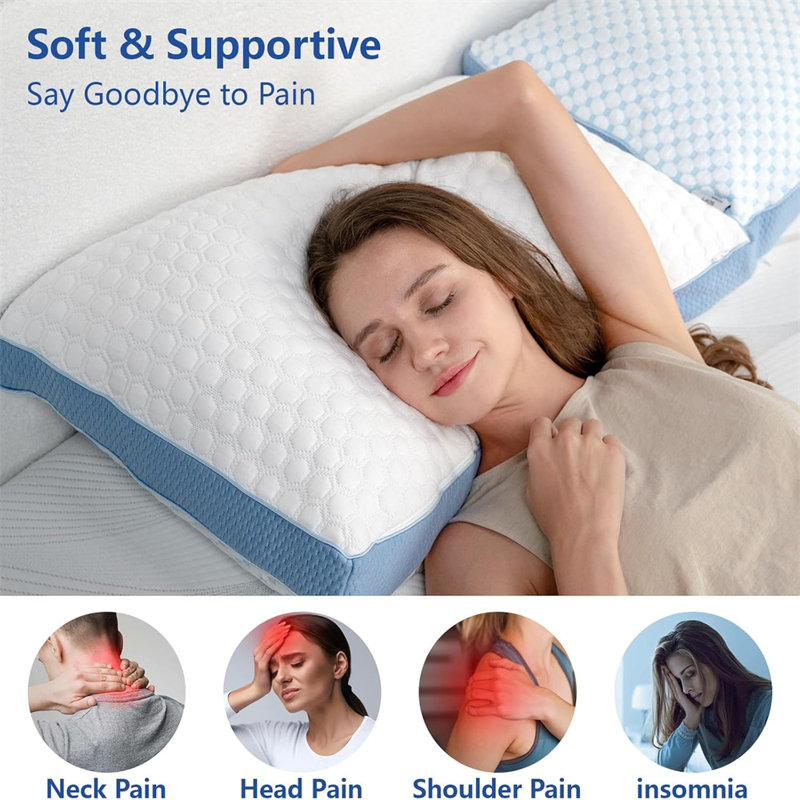 Cervical Neck Pillow For Pain Relief - Ergonomic Memory Foam Pillow For Side, Back & Stomach Sleepers, Cooling Cover - View #7