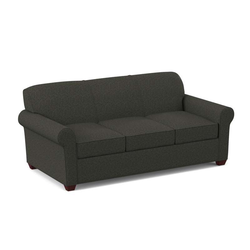 Finn 83" Rolled Arm Sofa Bed with Reversible Cushions, Innerspring, Dorset Charcoal, Empire Mahogany