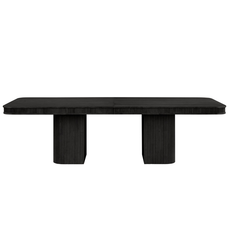 Table de salle à manger/conférence Giulia extensible, rectangulaire, plateau en bois massif, 284 cm à 406 cm, Noir