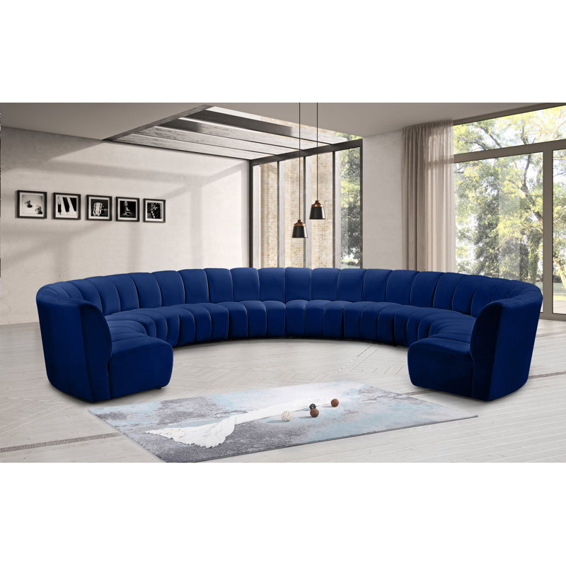 Canapé modulaire en velours Infinity, Velours bleu marine, 10 pièces