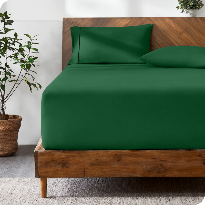 Extra Deep Microfiber Fitted Sheet, Queen Fitted Sheet, Forest Green