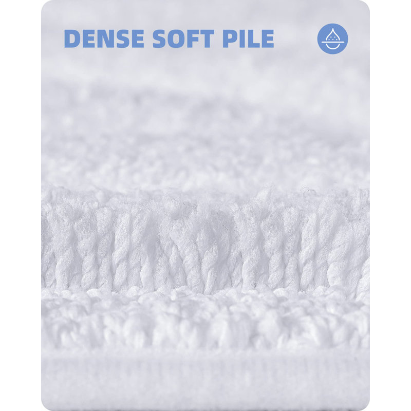 Annakiya Microfiber / Microsuede Non-Slip Bath Rug, White, 20"W x 51"L