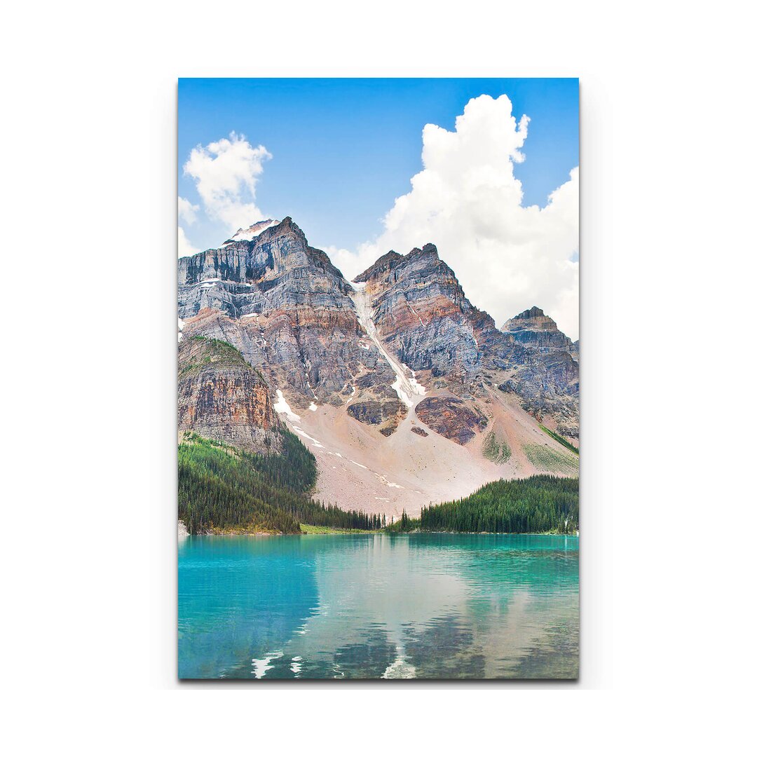 Leinwandbild Kanadische Rocky Mountains spiegeln sich im Fluss