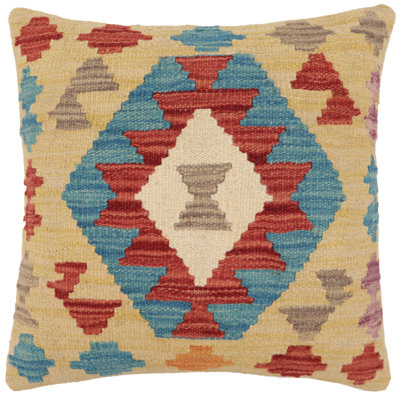 Oreiller rustique en kilim tissé à la main Caballer - 17 po x 18 po Rustic