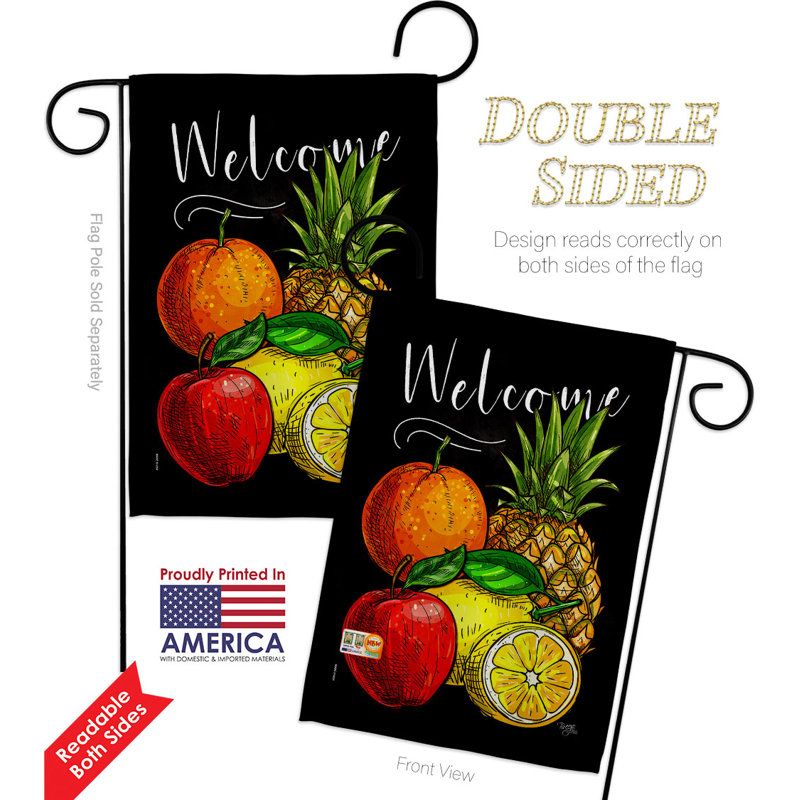 Bannière de décoration de jardin à motif de fruits 13 x 18,5 pouces