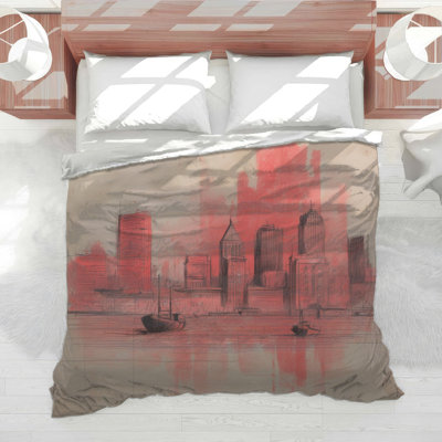 Red City Skyline Comforter