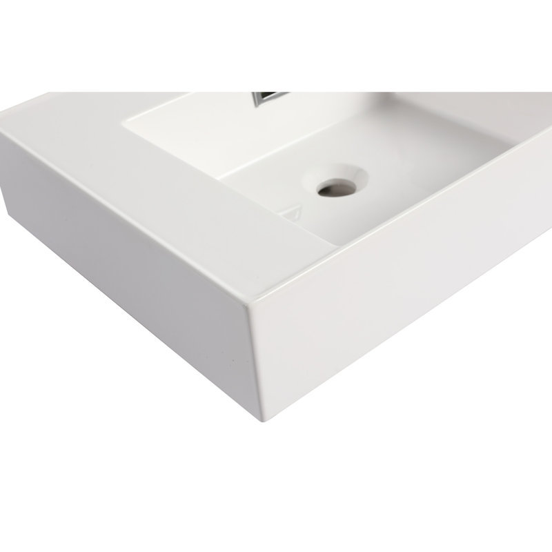 Vasque en résine pour salle de bain - Teinte chêne blanc américain, 61 cm de profondeur, 46 cm de largeur, 13 cm de hauteur, finition impeccable, poids 17,8 kg, 62,2 cm de profondeur x 46,5 cm de largeur x 13 cm de hauteur.