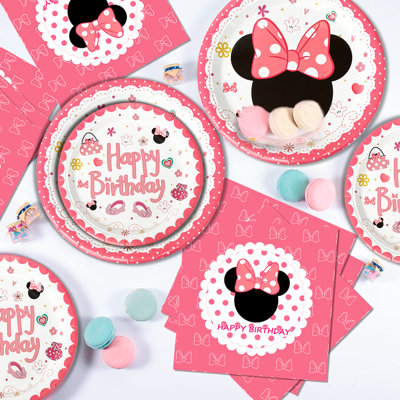 Vaisselle pour fête d'anniversaire Minnie Mouse - 113 pièces Vaisselle pour fête Minnie
