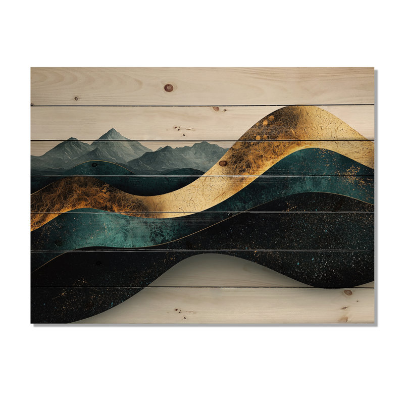 Horizon de solitude Minimal Mountains - paysage abstrait en bois, décoration murale - sur bois de pin naturel