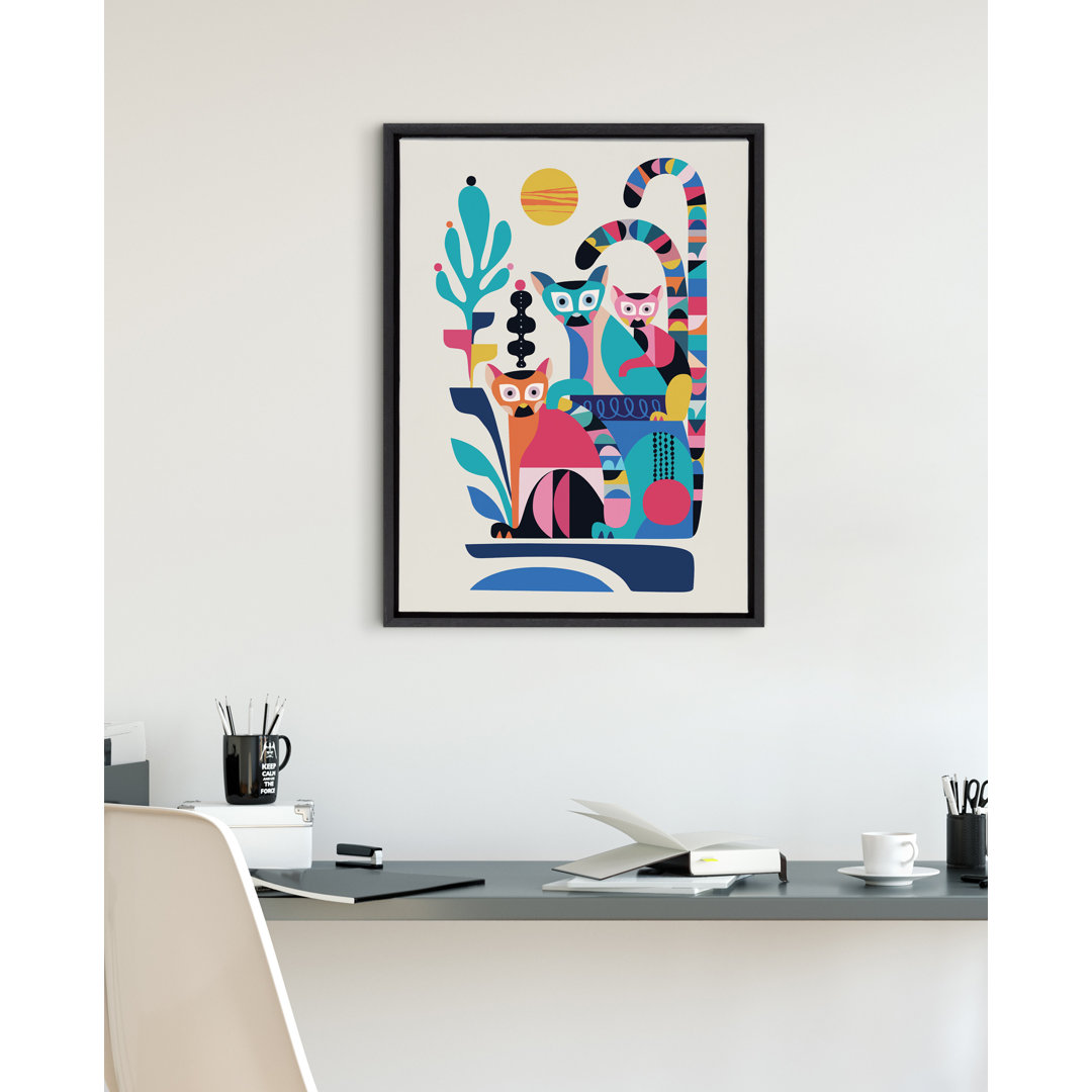 Keaundrea Mid Century Modern Lemur by Rachel Lee - Floater Frame Graphic Art on Canvas Corrigan Studio®