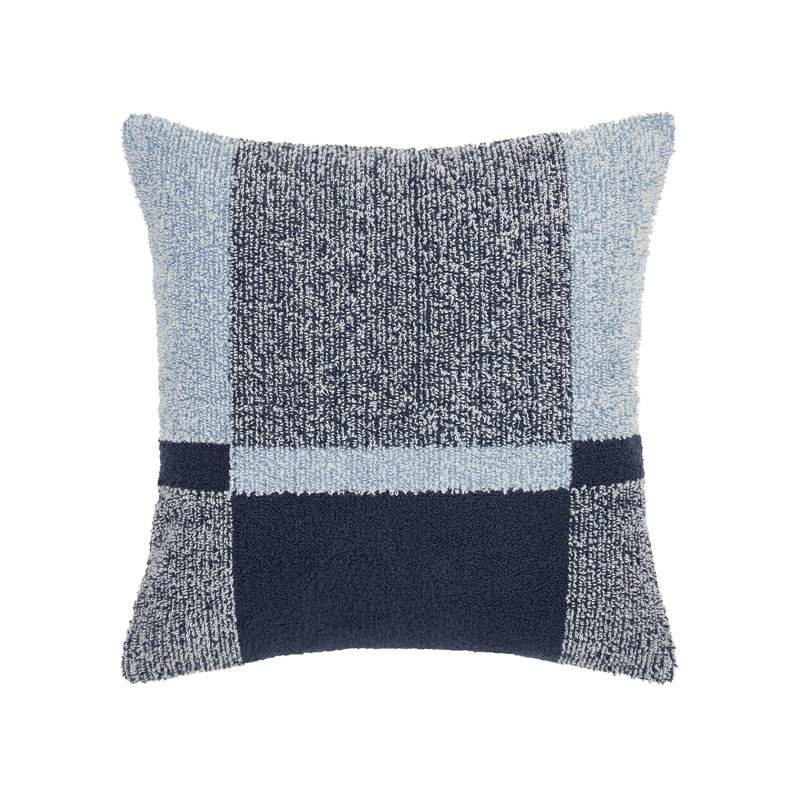 Taie décorative Harper, Square 18", Bleu marine / blanc / rayé