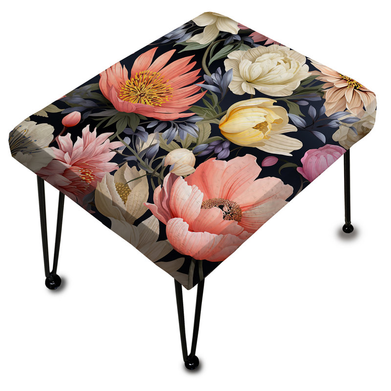 Vibrant tissage Ikat Blooms - Repose-pieds rectangulaire floral