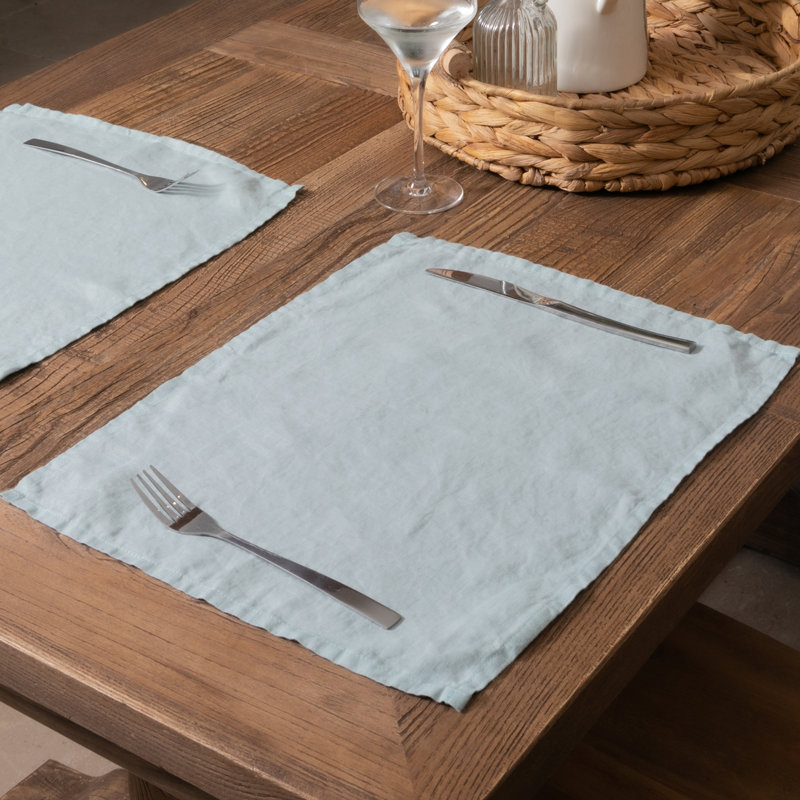 Linen No Pattern Placemat, Blue