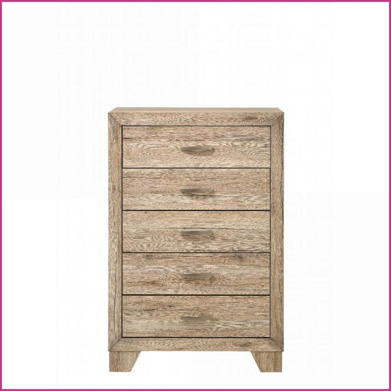 Chests | Miquell Natural 5-Drawer Chest with Smooth Glides | Natural | Synthetic Wood