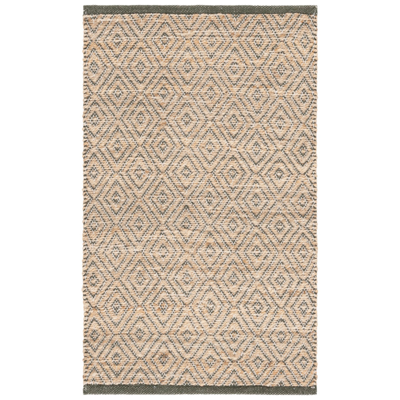 Natural Fiber 127 Hand Woven 70% Jute; 30% Cotton Geometric Rug, Rectangle 9' x 12'