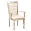2pc Silver Arm Chairs - Back With Crystal Buttons, Classy Dining Finish Button Back, Elegant
