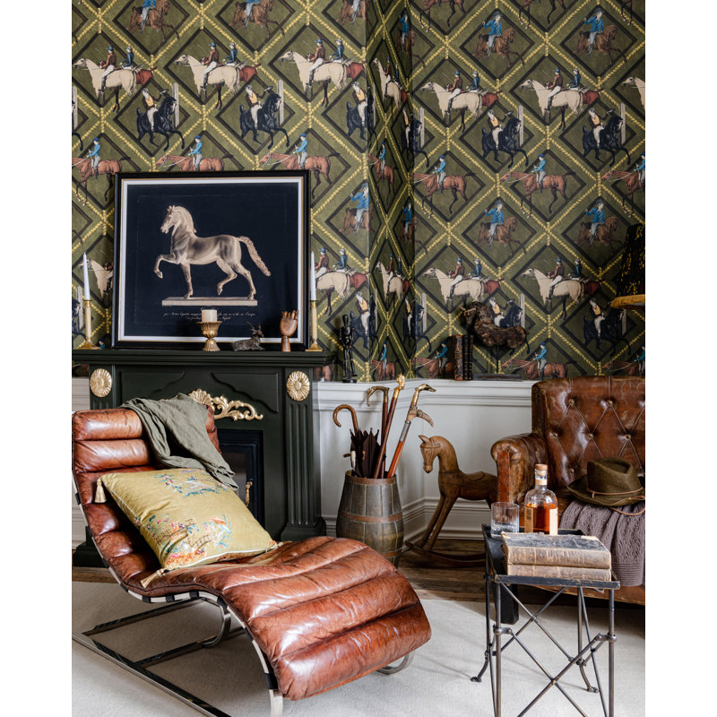 The Derby Geometric Wallpaper Roll, Blue/Brown/Gray/Taupe